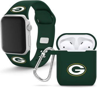 بسته ترکیبی سیلیکونی Game Time Green Bay Packers سازگار با Apple Watch و Apple AirPods (38/40/41mm)